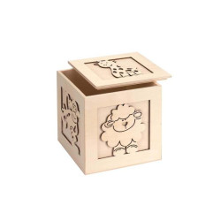 Houten kubus dieren 15cm FSC®