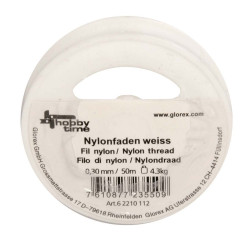 Nylondraad wit 0,30mm 50m