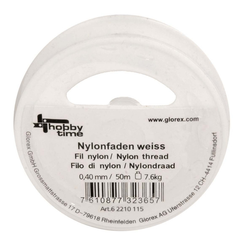 Nylondraad wit 0,40mm 50m