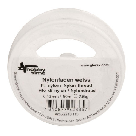 Nylondraad wit 0,40mm 50m