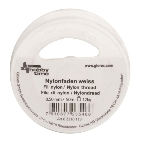 Nylondraad wit 0,50mm 50m
