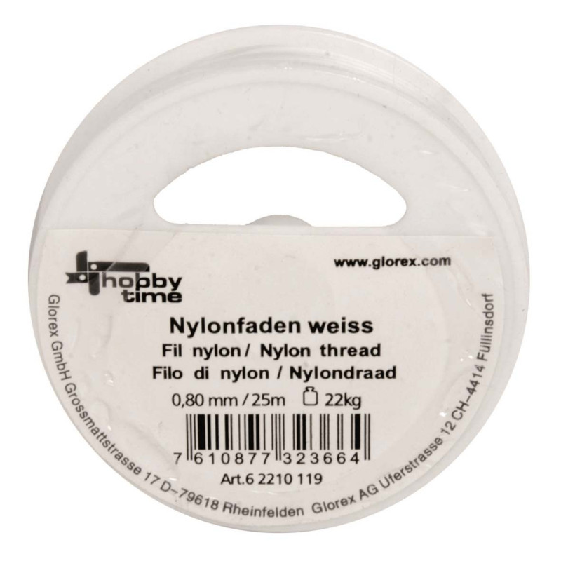Nylondraad wit 0,80mm 25m
