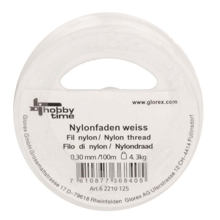 Nylondraad wit 0,30mm 100m