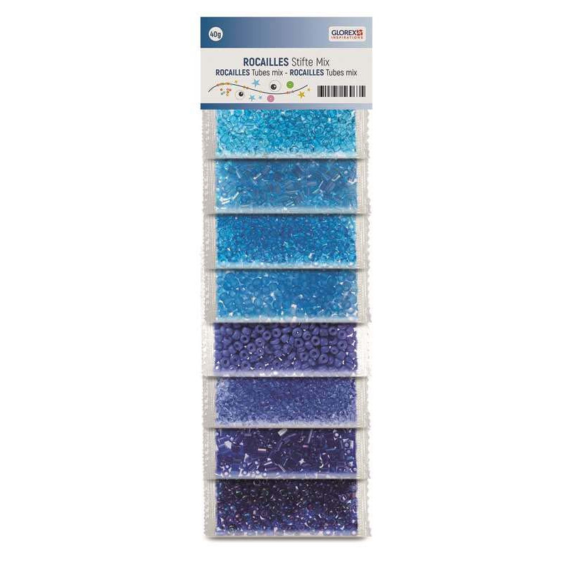 Rocailles mix blauwe tinten 40g