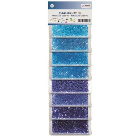 Rocailles mix blauwe tinten 40g
