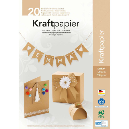 Kraftpapier A4 assorti