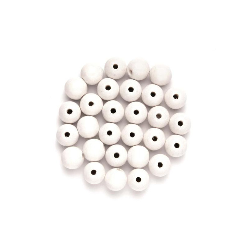 Houten kralen wit 6mm
