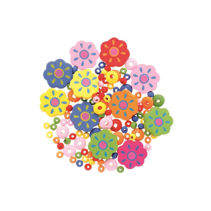 Houten kralen bloemen FSC®