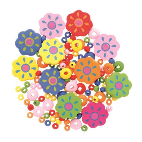 Houten kralen bloemen FSC®