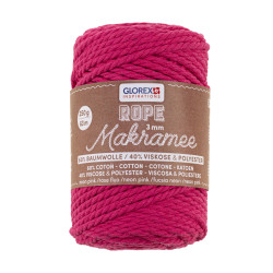 Macramé touw 3mm neon pink