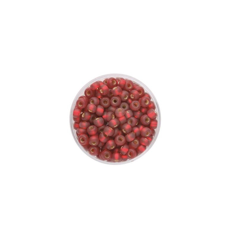 Rocailles 4.5mm silver lustre mat red