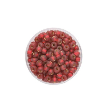 Rocailles 4.5mm silver lustre mat red