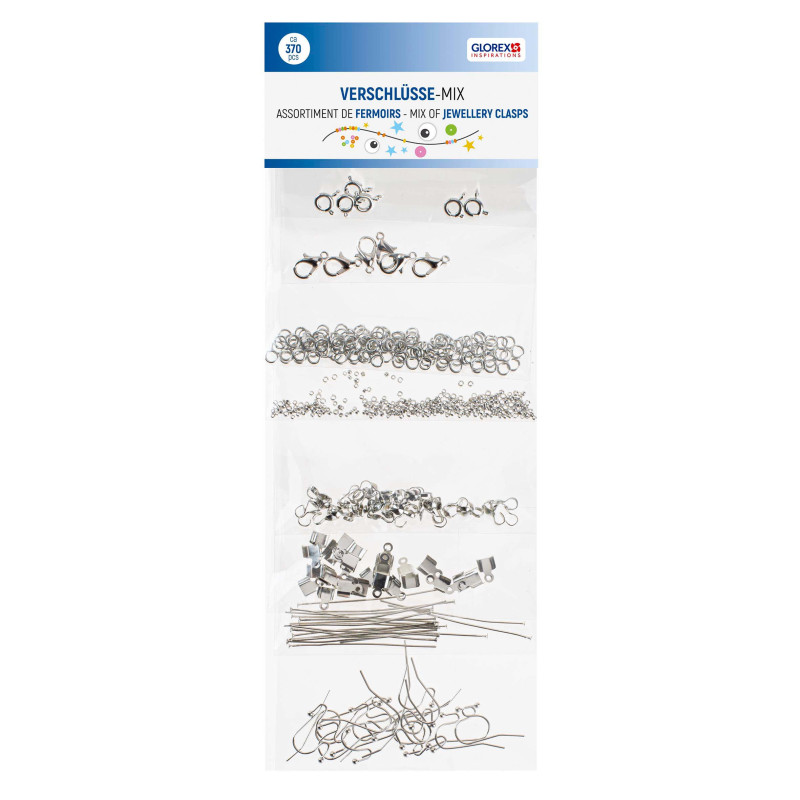 Sieraden sluitingen set zilverkleurig
