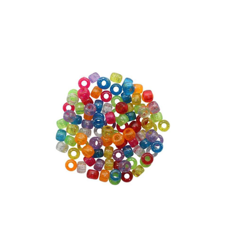 Kunststofkralen 6x9mm 25g glitter