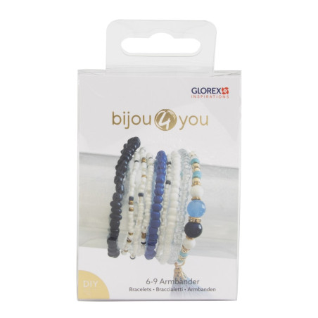 Armband DIY set, wit-blau