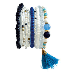 Armband DIY set, wit-blau