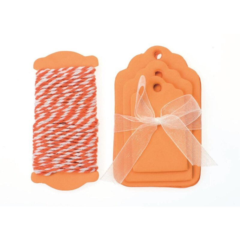 Papieren labels met koord orange
