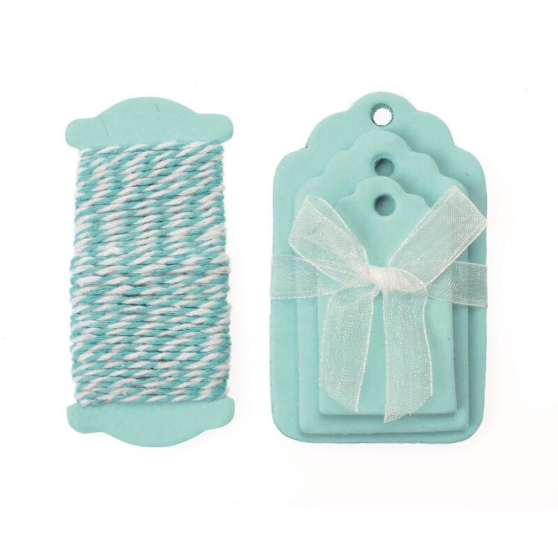 Papieren labels met koord light blue