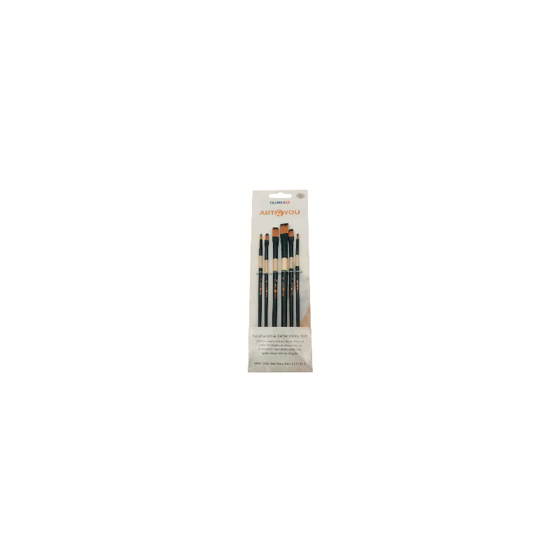 Synthetische penselen plat set 6dlg