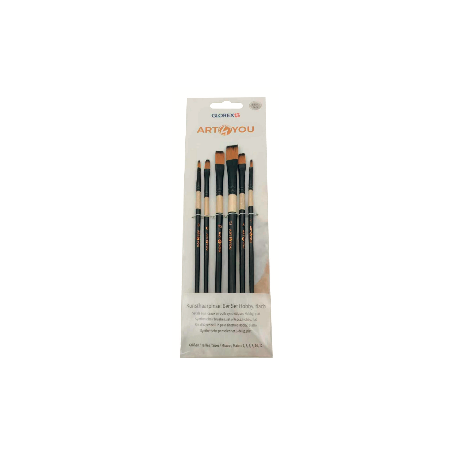 Synthetische penselen plat set 6dlg