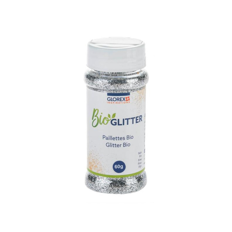 Bio glitter fijn zilver 60g