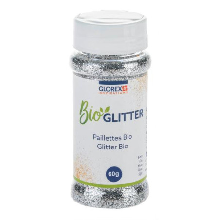 Bio glitter fijn zilver 60g