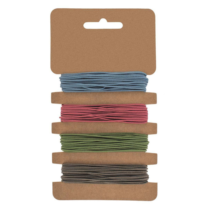 Elastischband 1mm, blauw/pink/groen/grijs 4x3mtr