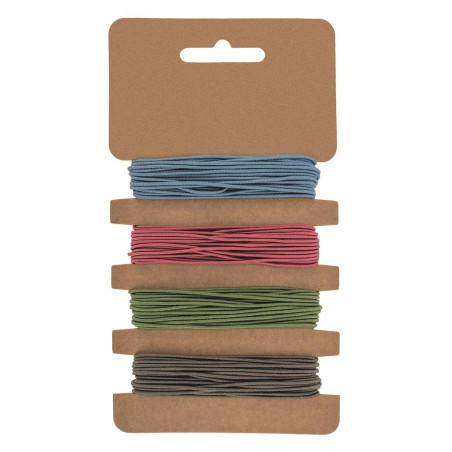 Elastischband 1mm, blauw/pink/groen/grijs 4x3mtr
