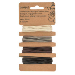 Elastischband 1mm, beige/grijs/bruin/zwart 4x3mtr