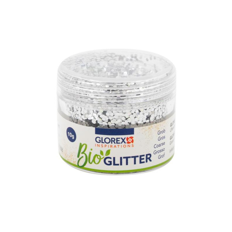 Bio glitter grof zilverkleurig