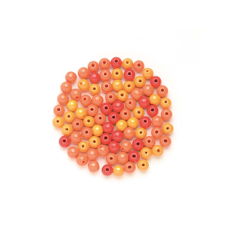 Houten kralen oranje mix 6mm