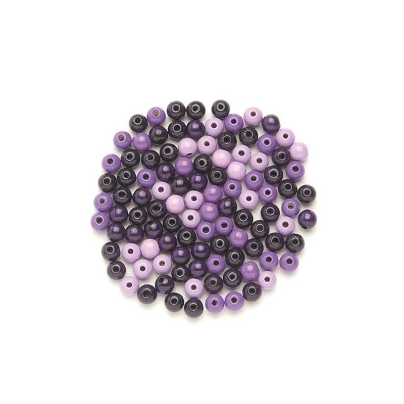 Houten kralen lila mix 6mm
