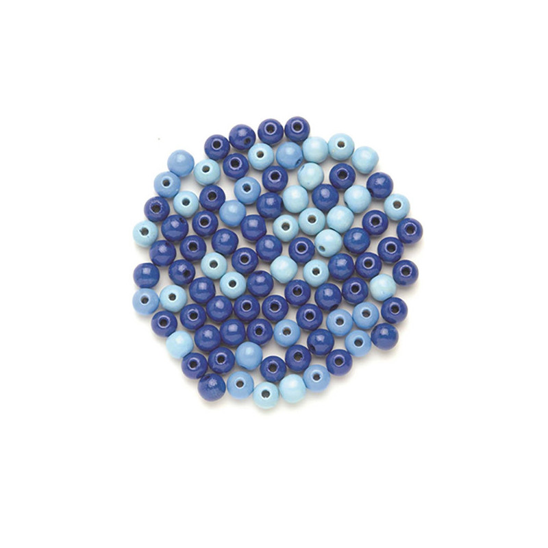 Houten kralen blauwe mix 6mm
