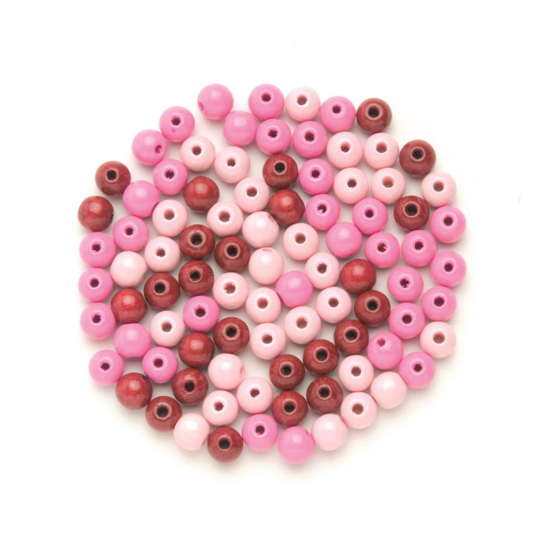 Houten kralen roze mix 8mm