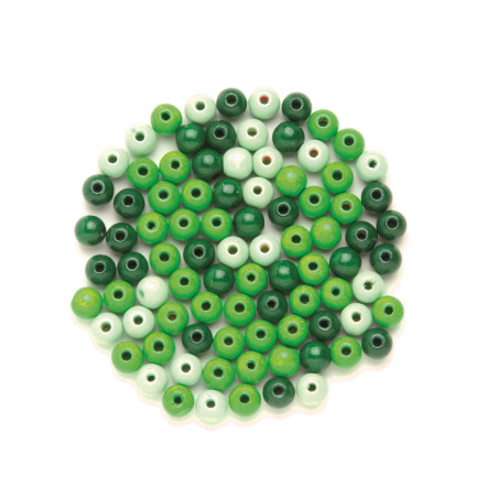 Houten kralen groene mix 8mm