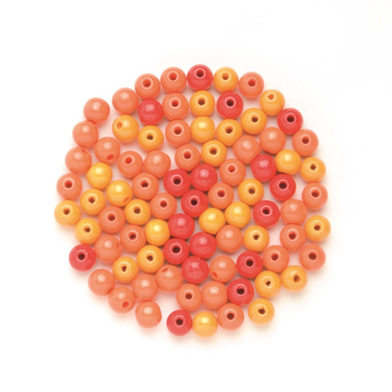 Houten kralen oranje mix 15mm