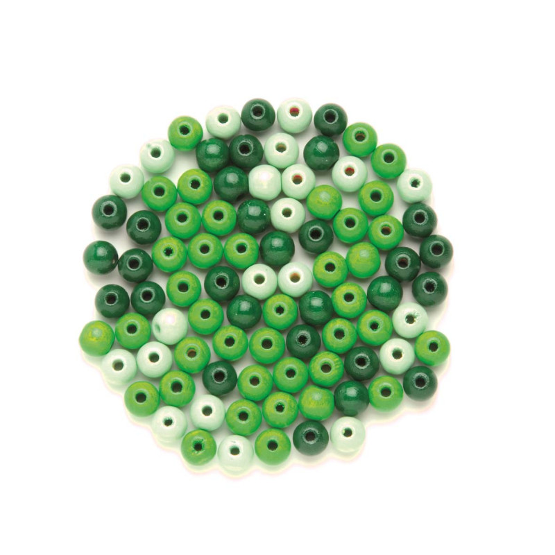 Houten kralen groene mix 15mm